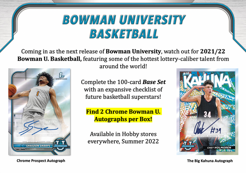 2021/22 Bowman Chrome University Basketball Hobby Box