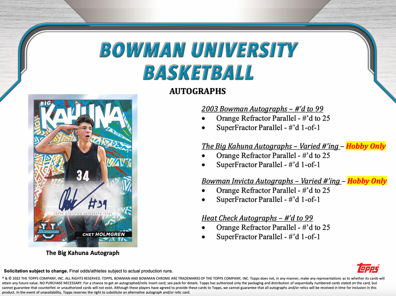 2021/22 Bowman Chrome University Basketball Hobby Box