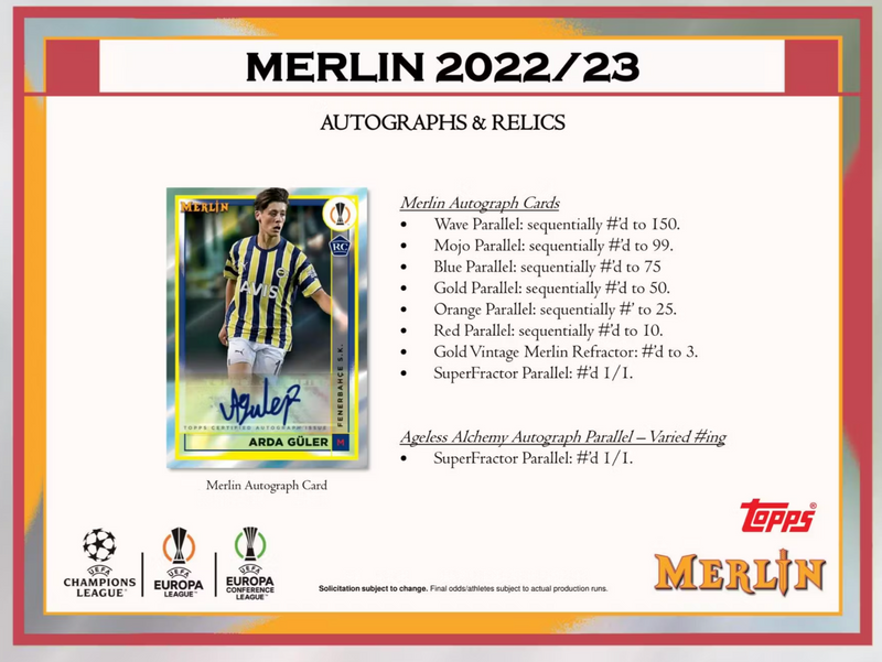 2022/23 Topps UEFA Club Competitions Merlin Chrome Soccer Hobby Box